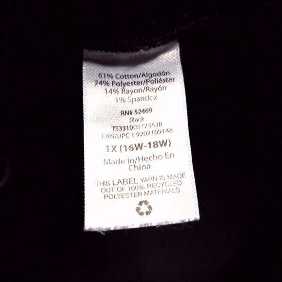 Terra & Sky Pull On Skinny Ankle Jeans 1X Black High Rise Stretch - Picture 8 of 8